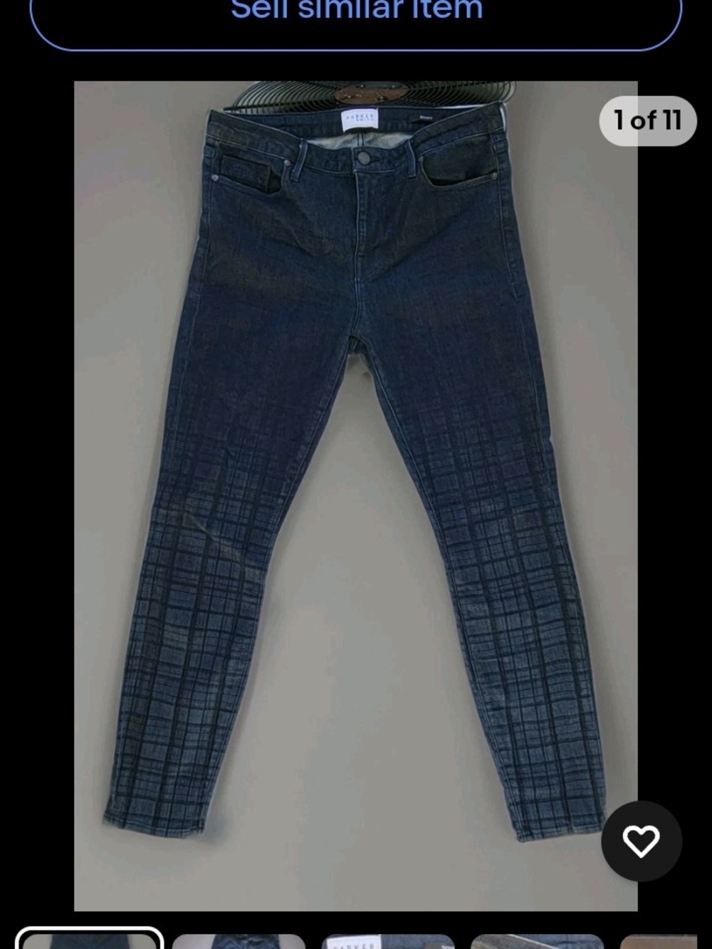 Parker Smith Skinny Plaid Jeans 12/31 Denim Women's Regular Button Fly 5-Pocket